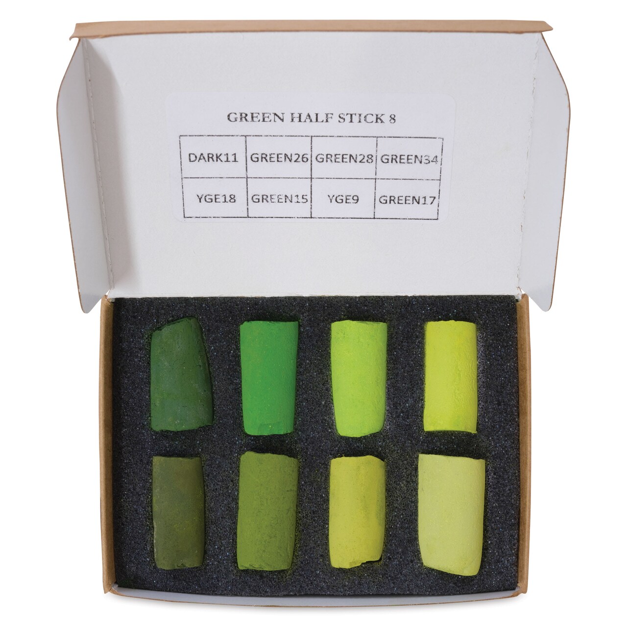 Unison Handmade Pastel Set - Green Colors, Set of 8, Half Stick